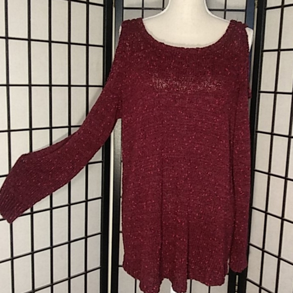 torrid Sweaters - Torrid Marble Stich Cold-Shoulder Sweater